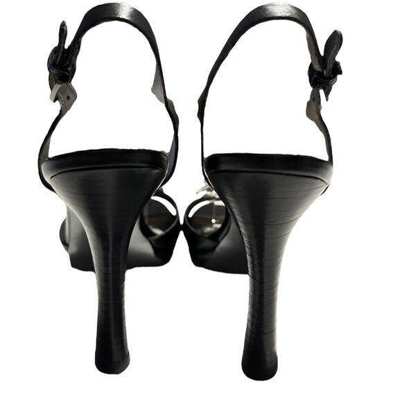 Tahari Treble Black Open Toe Ankle Strap Embellished Dress Heels Size 7 Medium - Picture 4 of 9